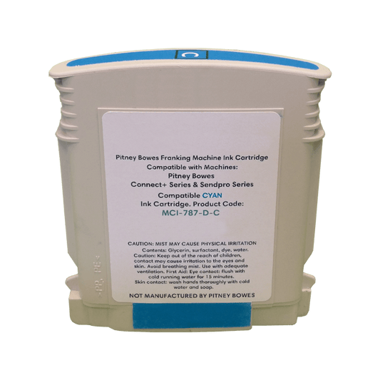 Pitney Bowes SendPro P1000 / P2000 / P3000 Compatible Cyan Standard Ink Cartridge - Replacement Pitney Bowes 787-D Pitney Bowes SendPro P1000 / P2000 / P3000 Compatible Cyan Standard Ink Cartridge - Replacement Pitney Bowes 787-D