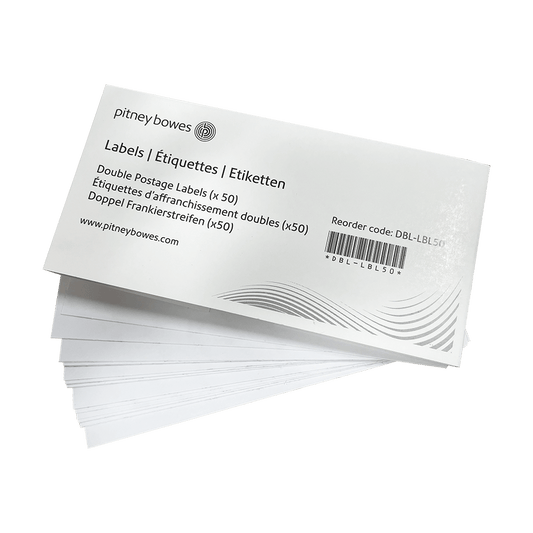 50 Pitney Bowes OEM Original Double Postage Labels (25 sheets with 2 per sheet)